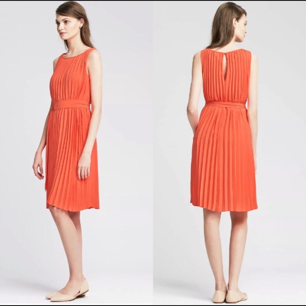 SOLD - Pleated coral dress